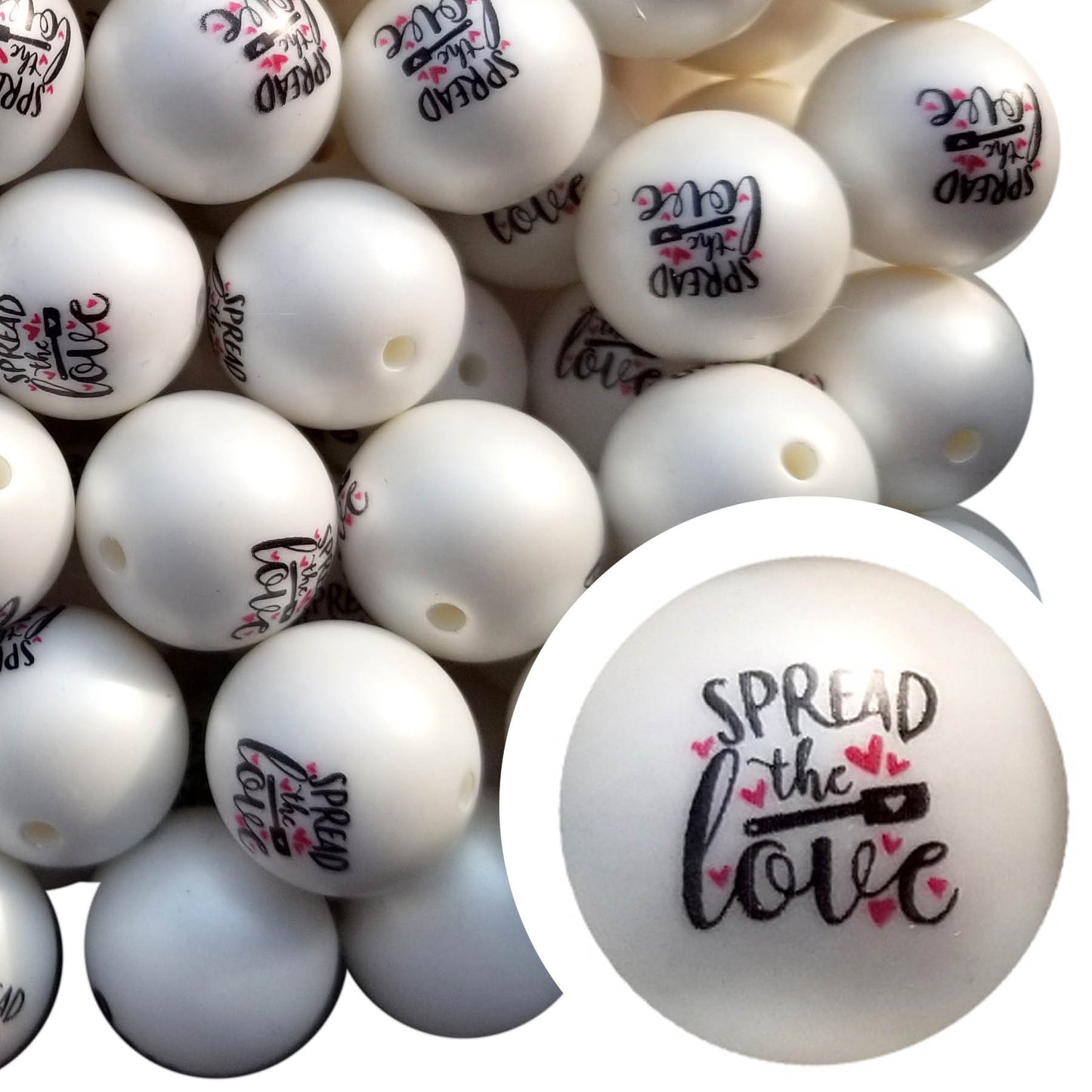 spread the love 20mm printed bubblegum beads
