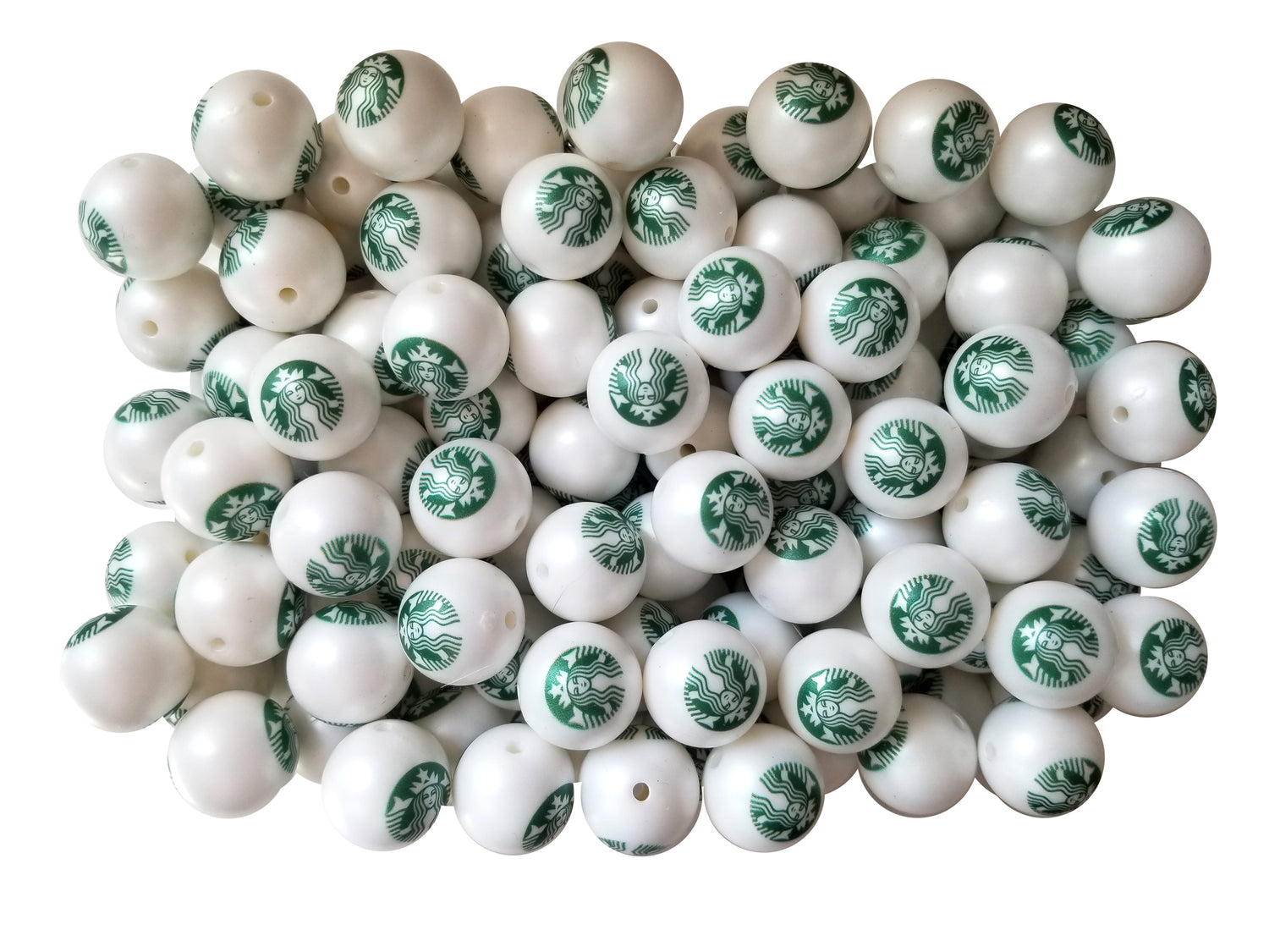 starbucks coffee logo custom printed 20mm bubblegum beads