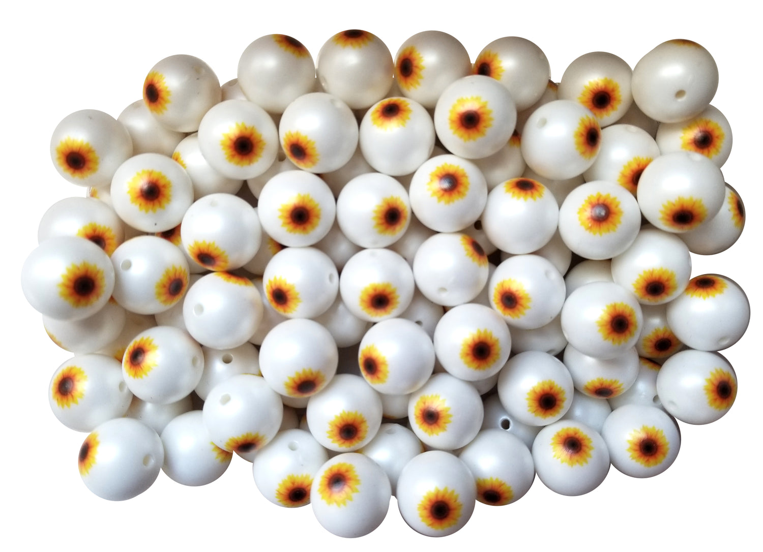 sunflower 20mm printed bubblegum beads