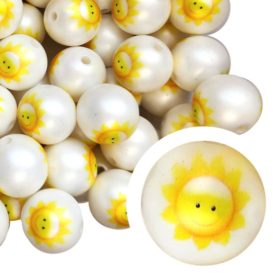 sunshine 20mm printed bubblegum beads