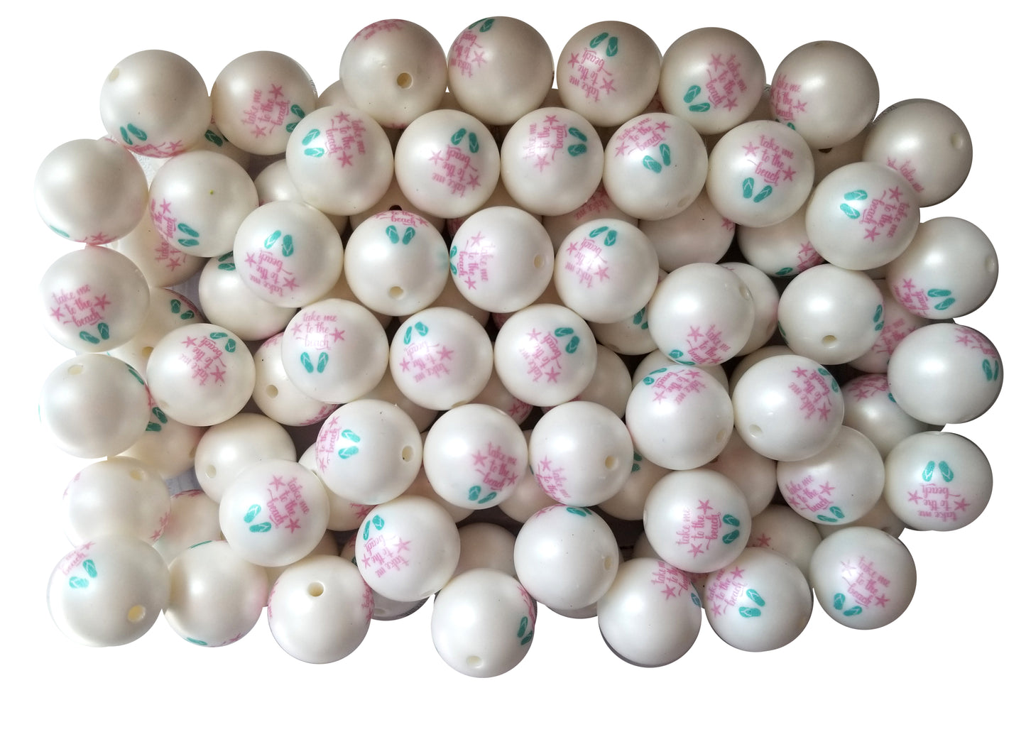 take me to the beach printed 20mm bubblegum beads
