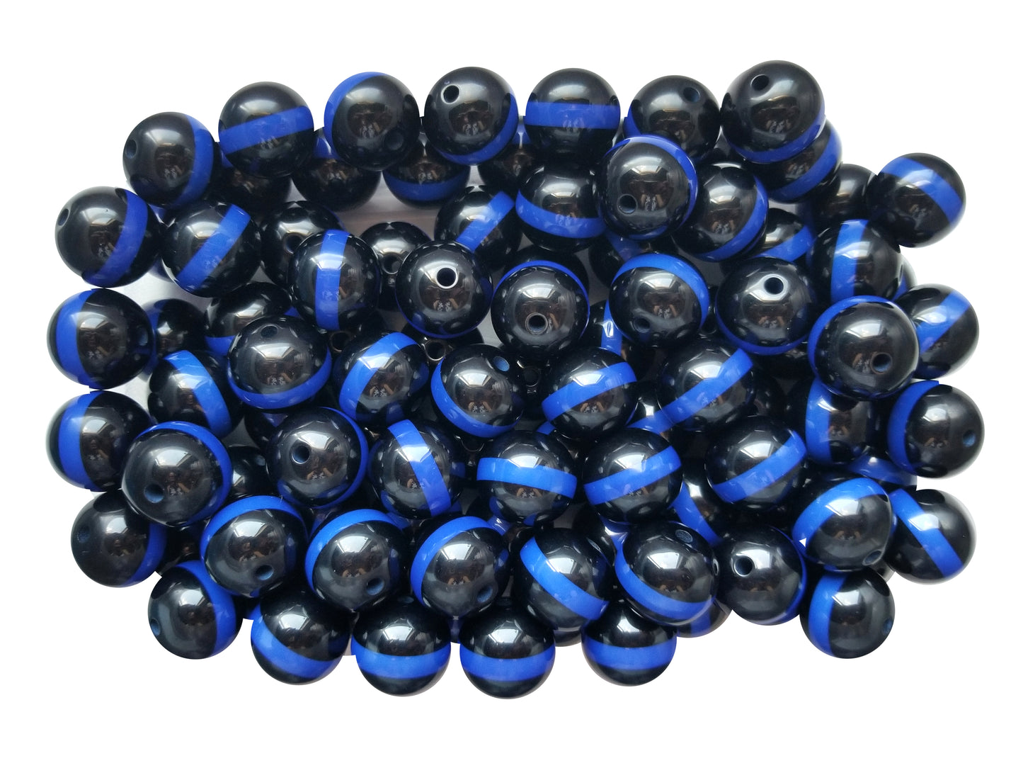 thin blue line stripe 20mm bubblegum beads