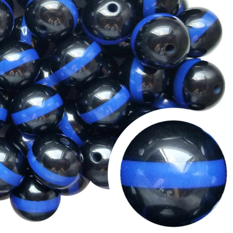 thin blue line stripe 20mm bubblegum beads