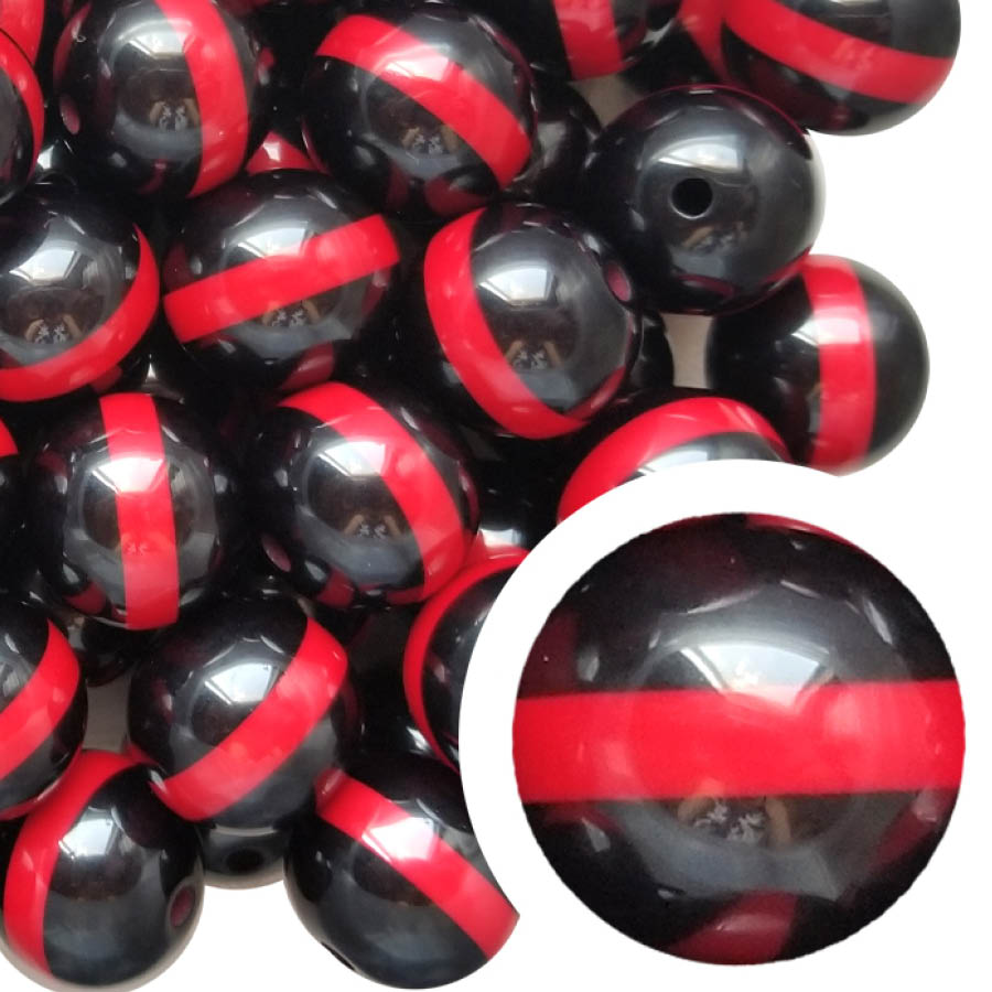 thin red line stripe 20mm bubblegum beads