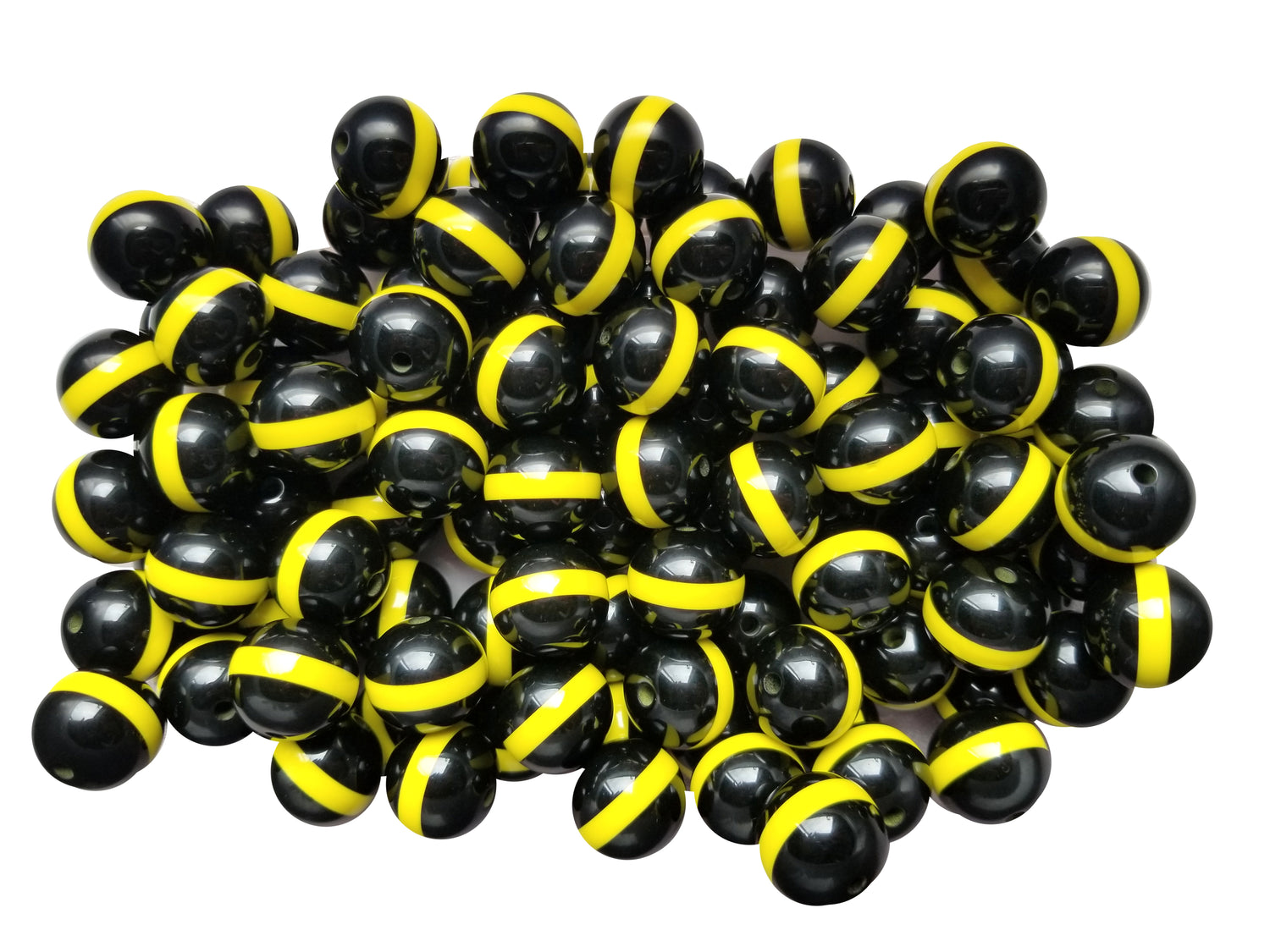 thin yellow line stripe 20mm bubblegum beads