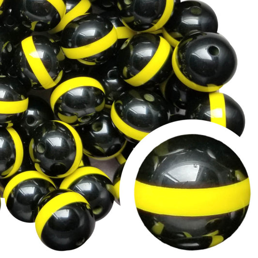 thin yellow line stripe 20mm bubblegum beads