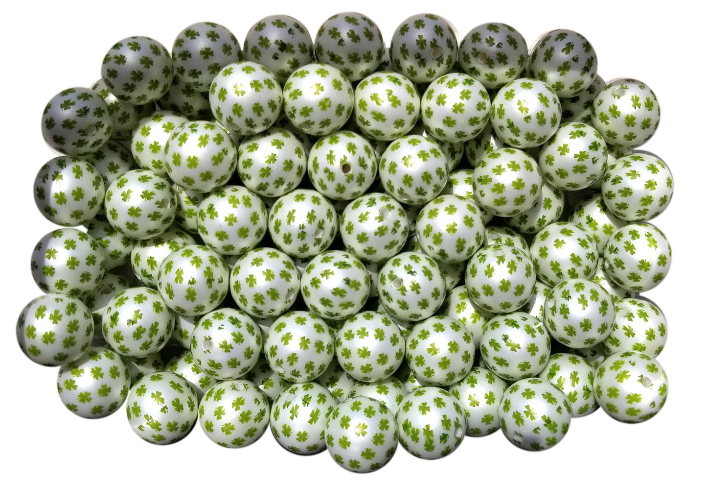 tiny clovers 20mm printed bubblegum beads