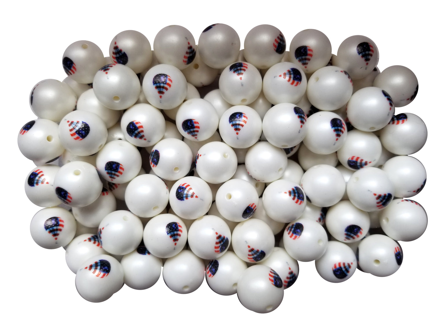 USA hot air balloon 20mm printed bubblegum beads