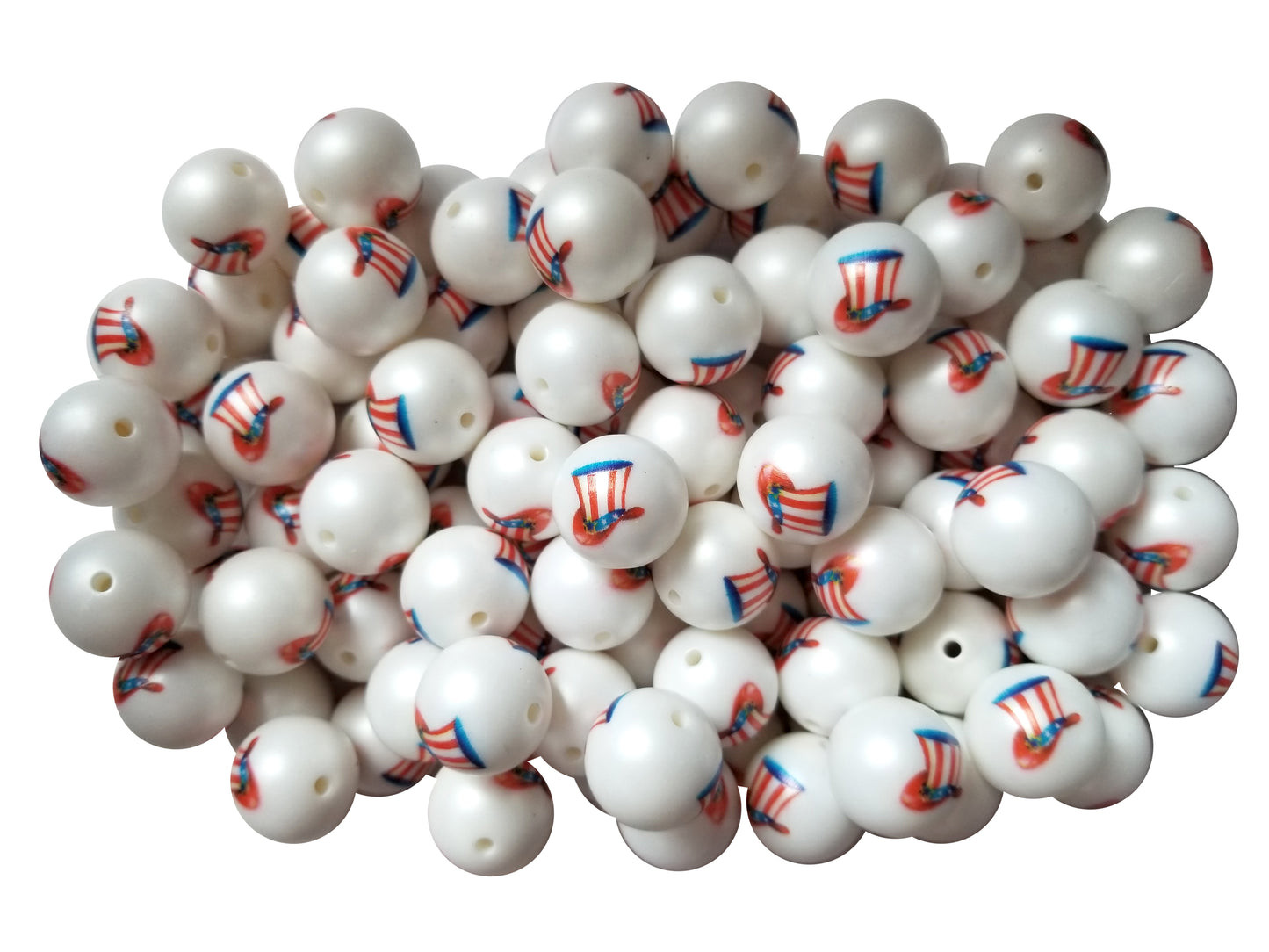 uncle sam hat 4th of july 20mm printed bubblegum beads