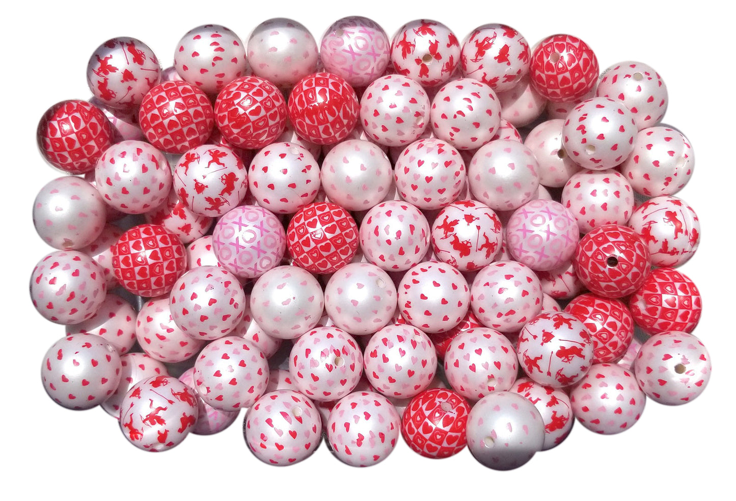 valentine's mix 20mm printed bubblegum beads