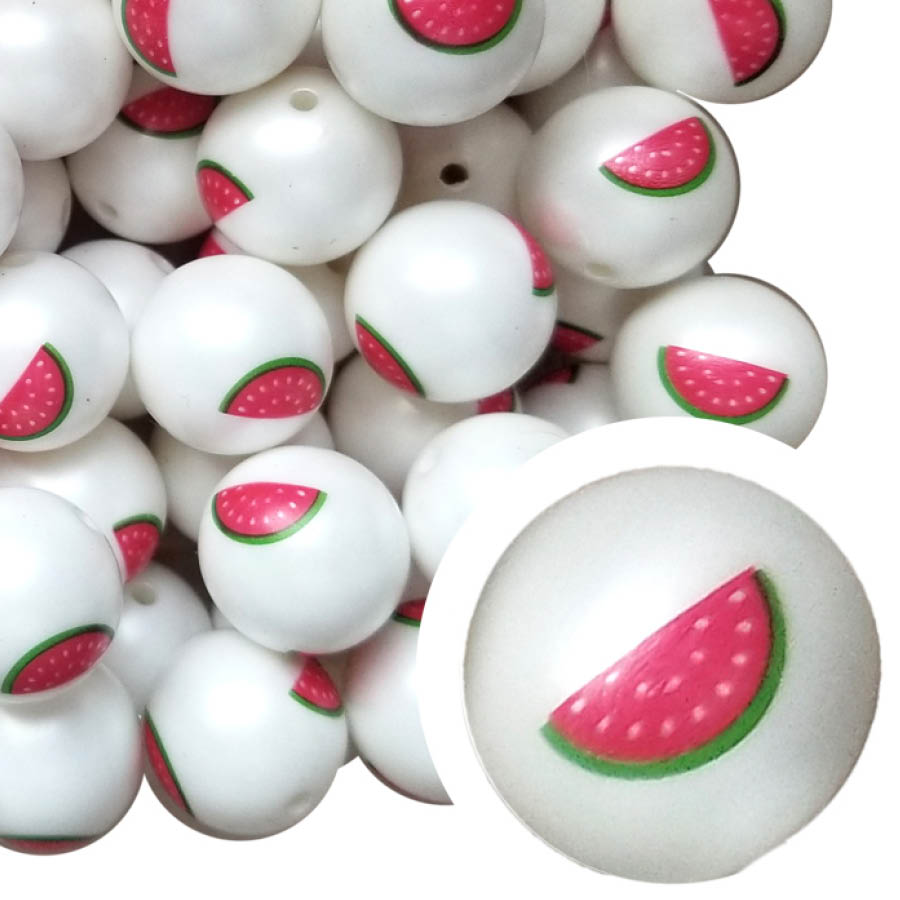 watermelon slice 20mm printed bubblegum beads
