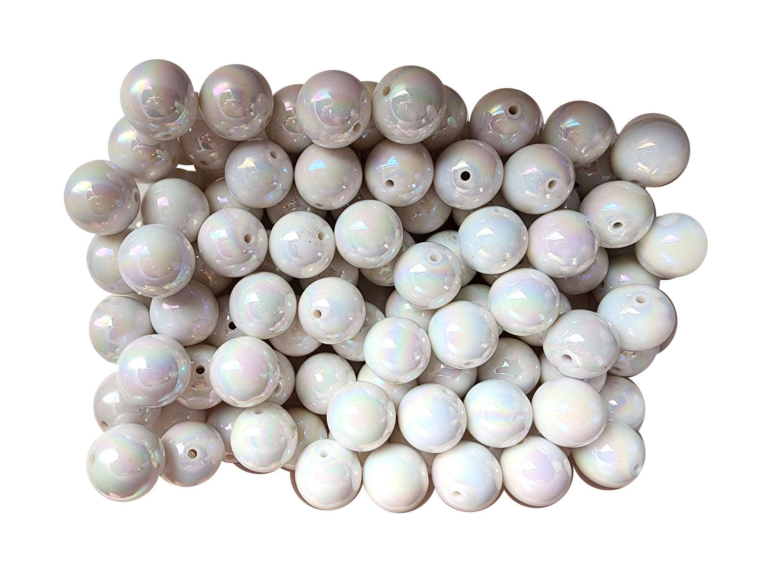 white AB 20mm bubblegum beads
