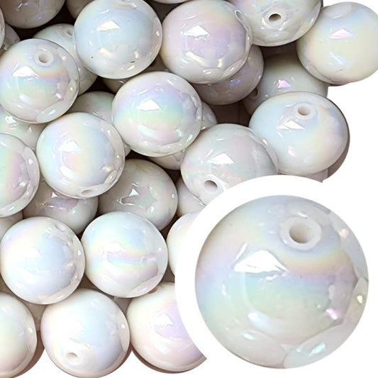 white AB 20mm bubblegum beads