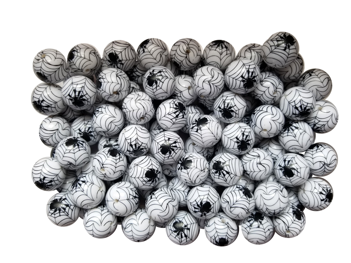 white black widow spider web 20mm printed wholesale bubblegum beads