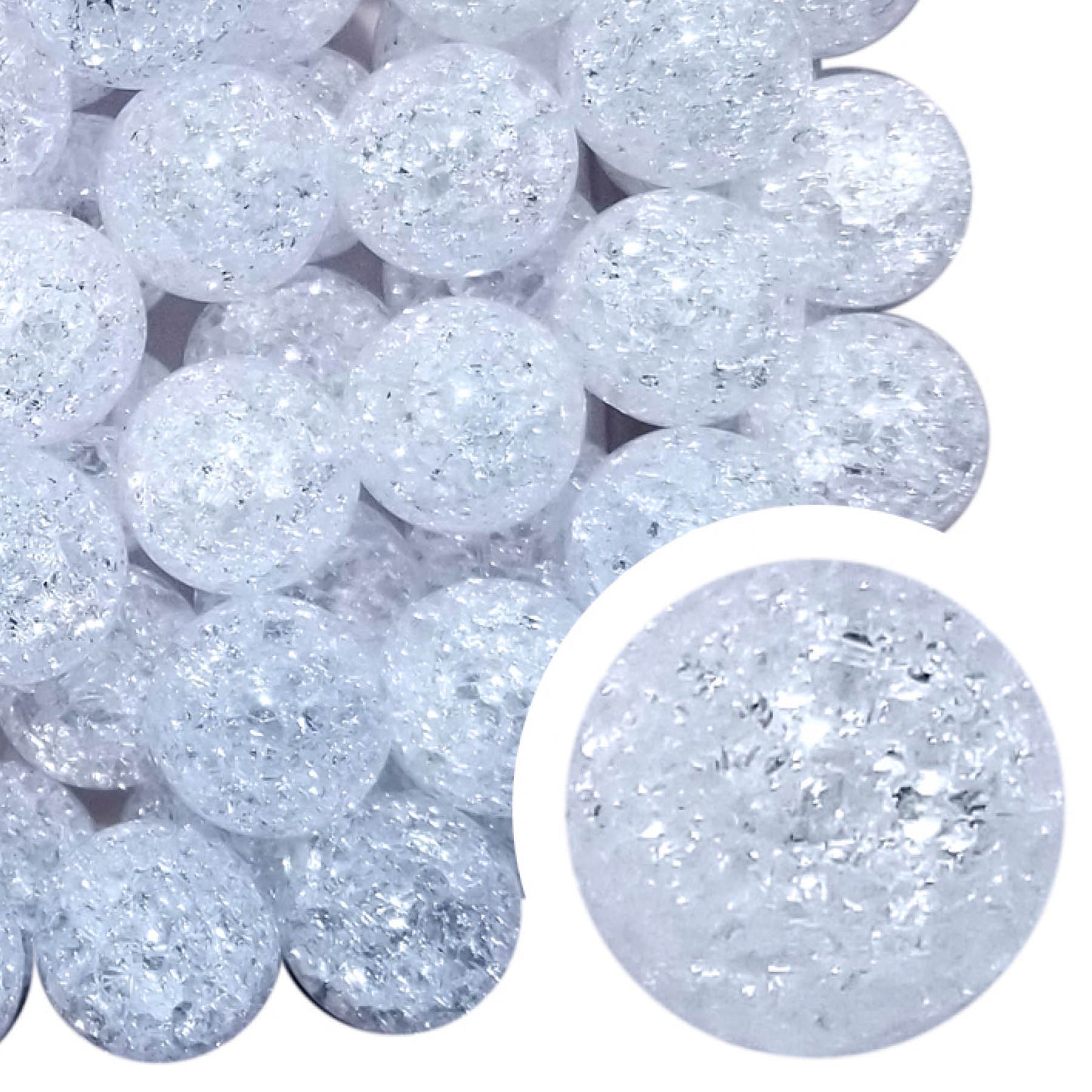 white crackle 20mm bubblegum beads