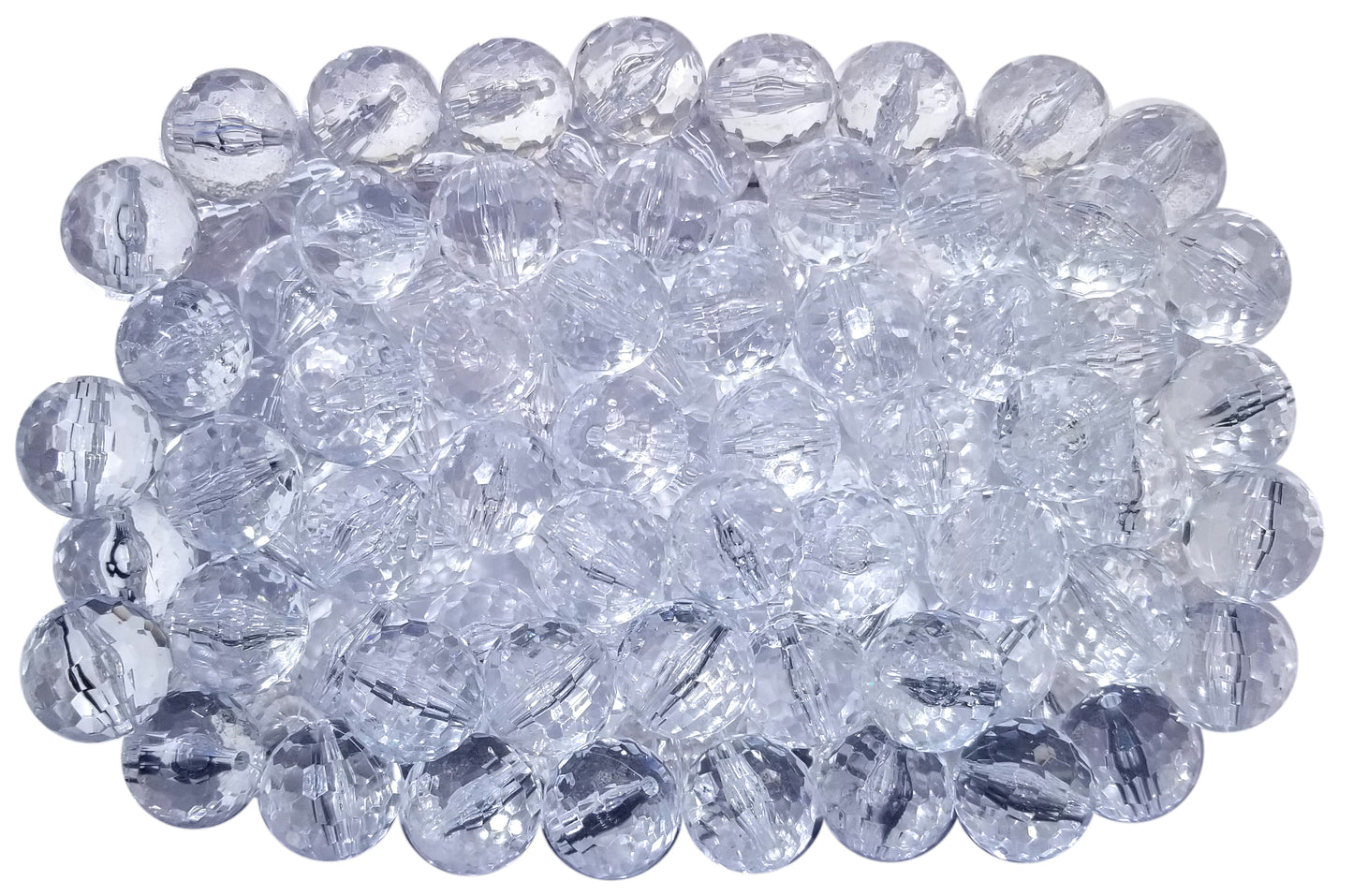 white clear disco 20mm bubblegum beads