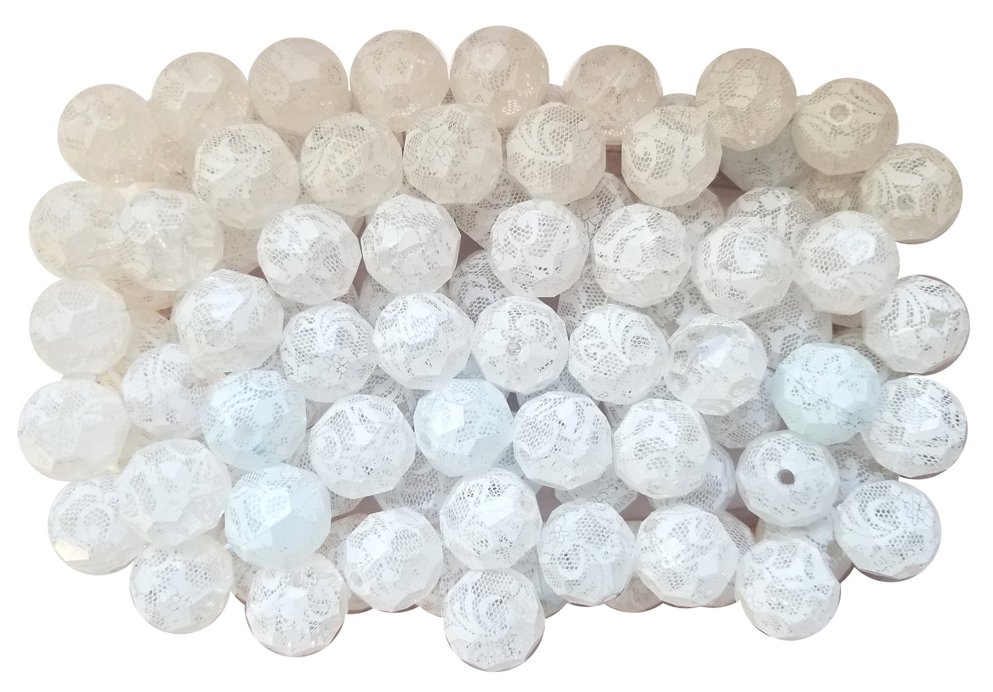 white faceted lace 20mm bubblegum beads