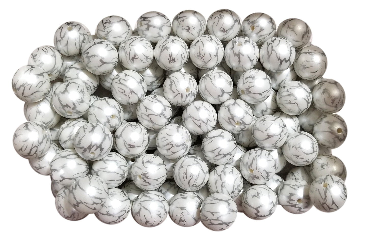 white lightning 20mm printed bubblegum beads