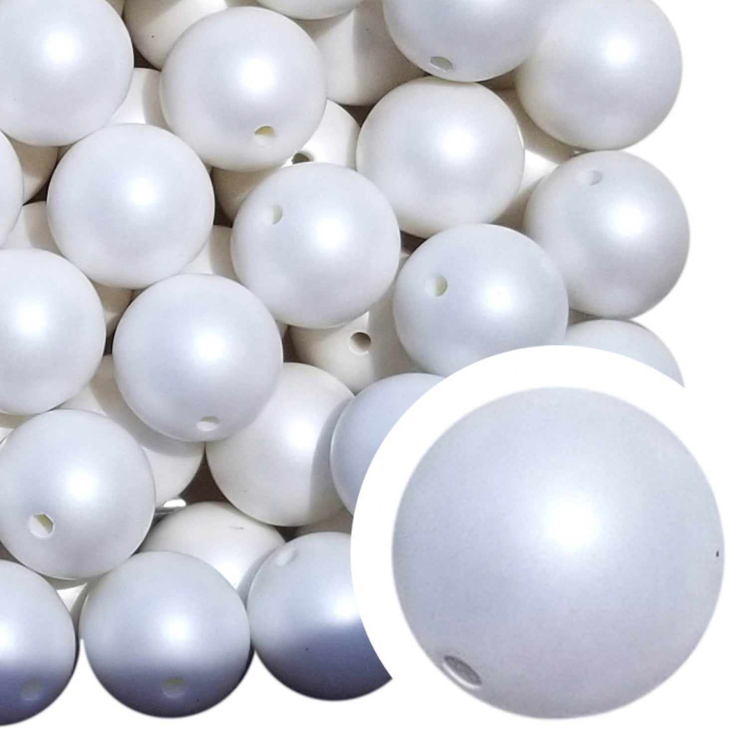 white matte pearl 20mm bubblegum beads