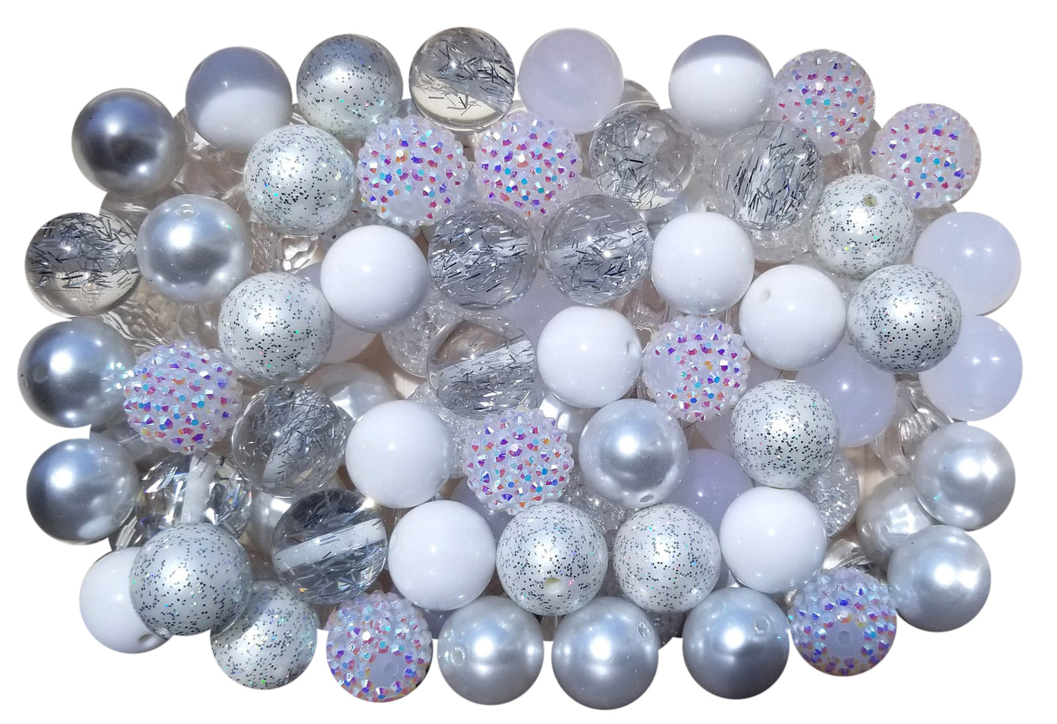 white mixed 20mm bubblegum beads