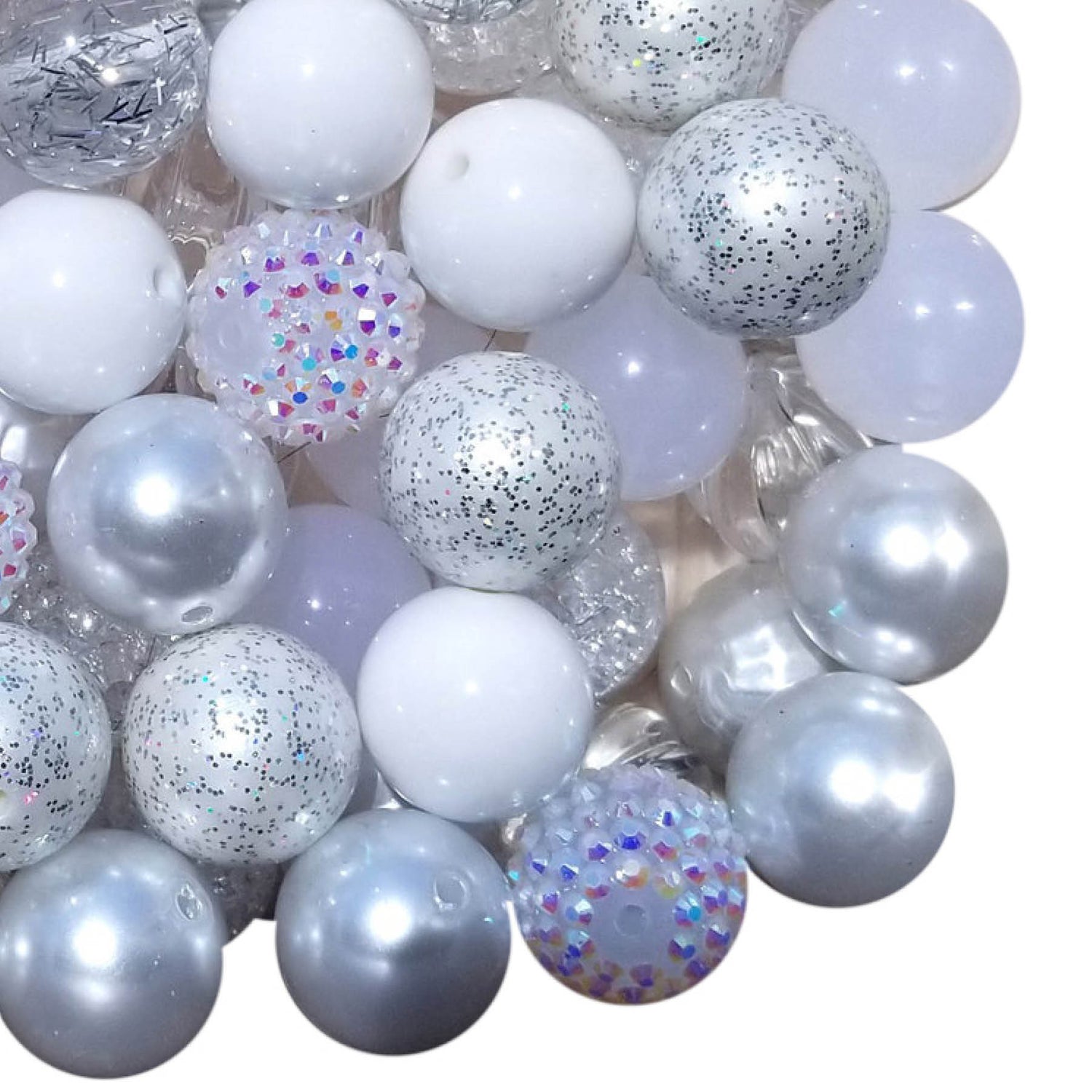 white mixed 20mm bubblegum beads