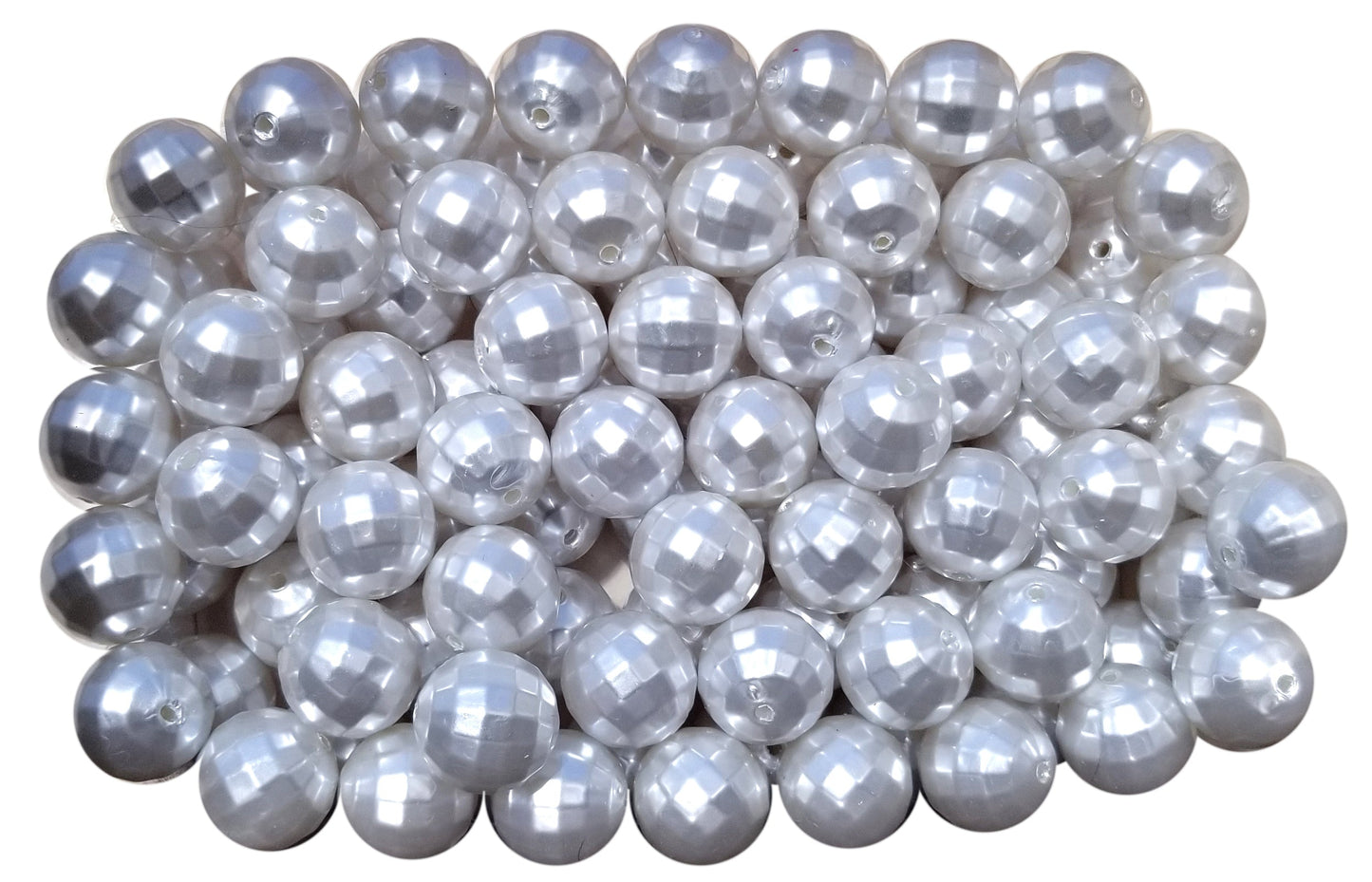 white pearl disco 20mm bubblegum beads