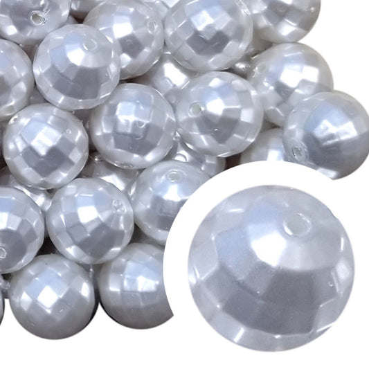 white pearl disco 20mm bubblegum beads