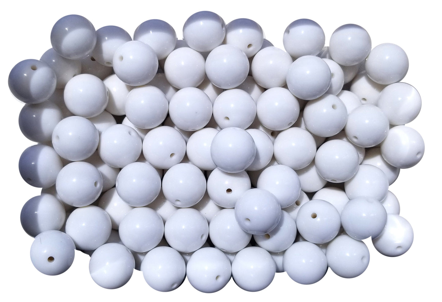 white plain 20mm bubblegum beads