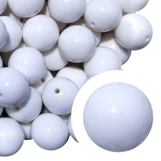 white plain 20mm bubblegum beads