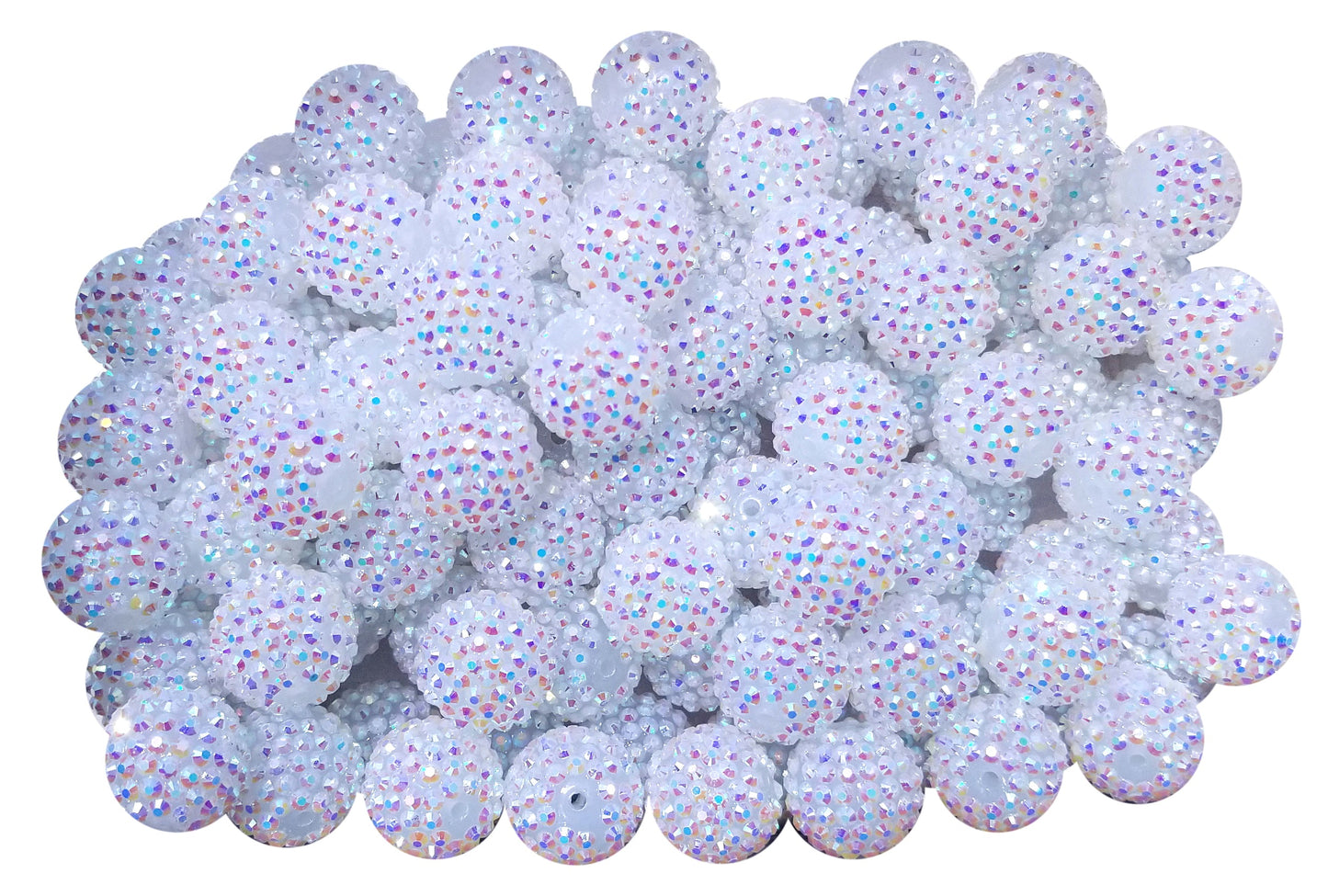 white rhinestone 20mm bubblegum beads
