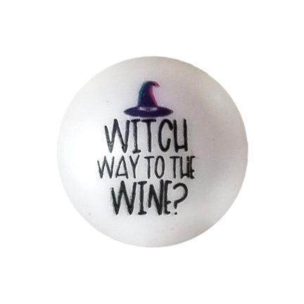 witch way to the wine printed 20mm bubblegum beads