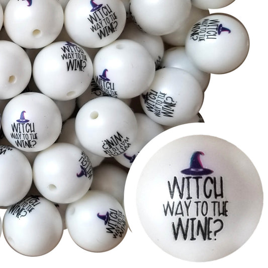 witch way to the wine printed 20mm bubblegum beads