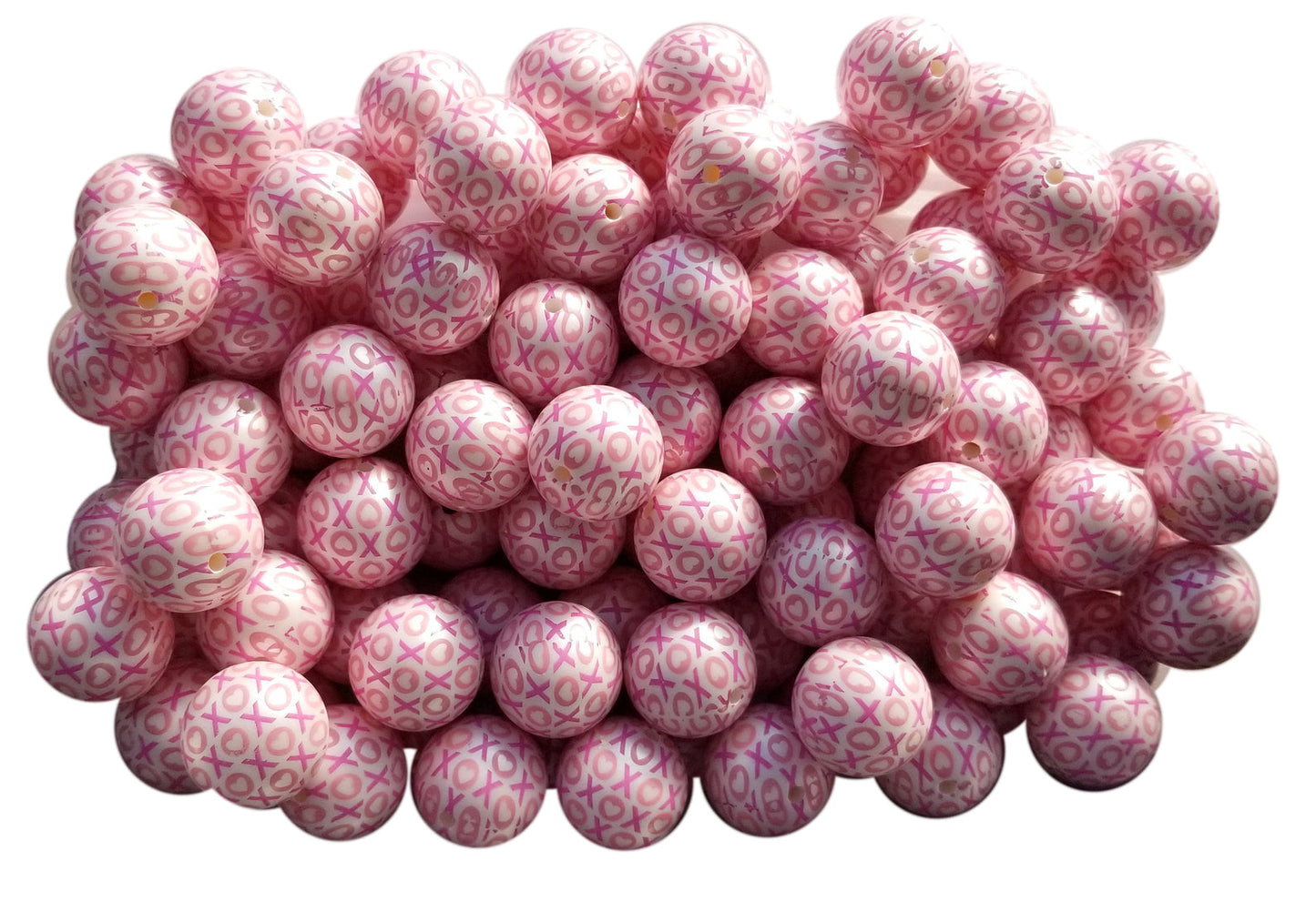 xoxo hugs & kisses 20mm printed bubblegum beads