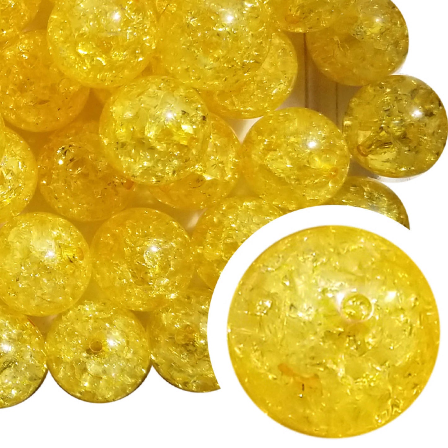 yellow crackle 20mm bubblegum beads
