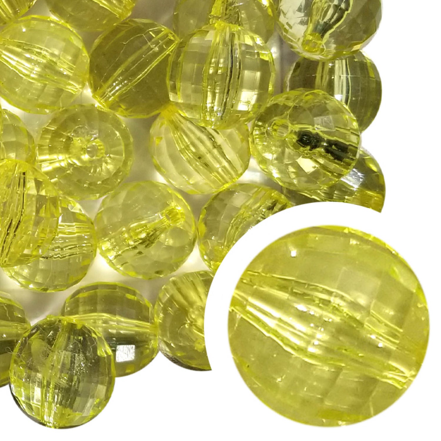 yellow clear disco 20mm bubblegum beads