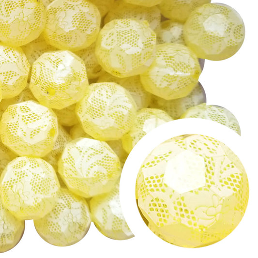 yellow faceted lace 20mm bubblegum beads