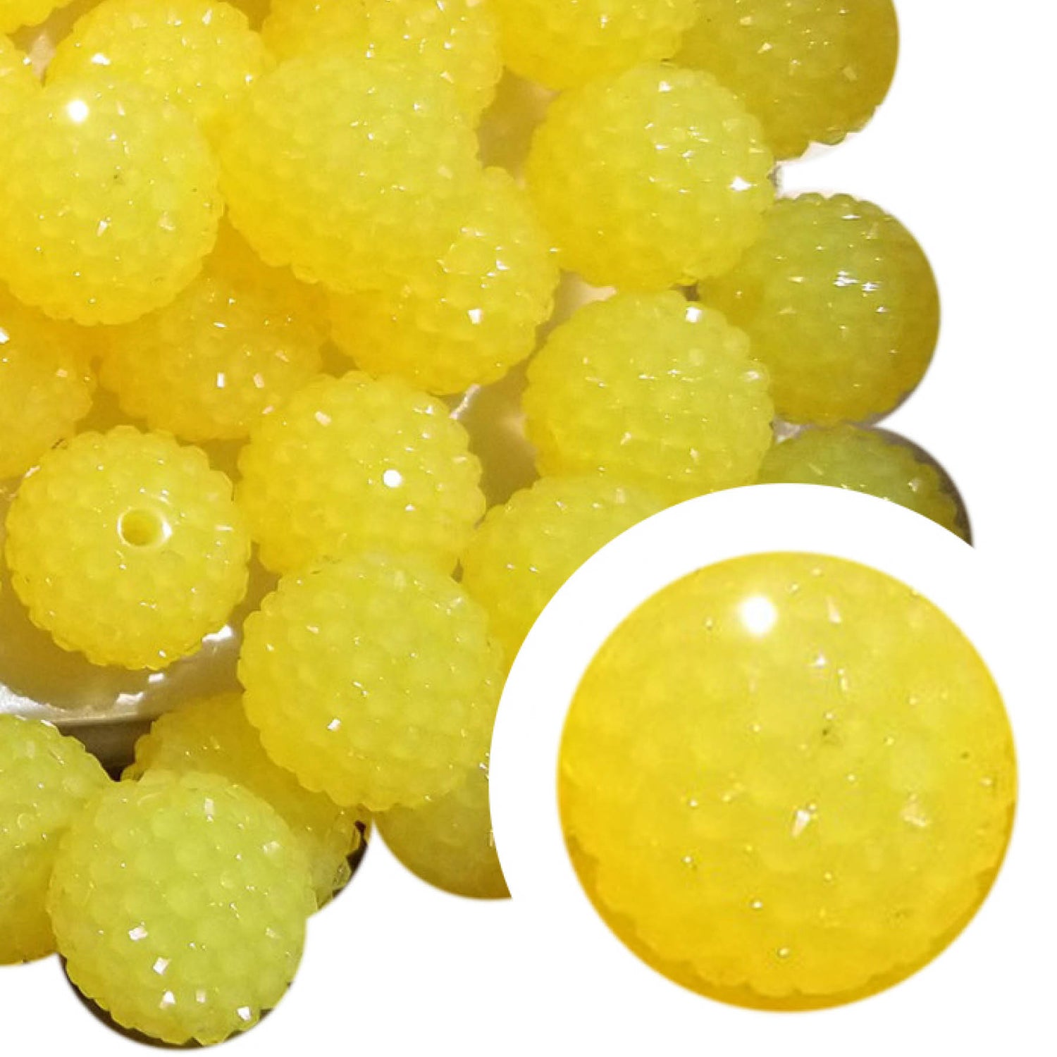 yellow jelly rhinestone 20mm bubblegum beads