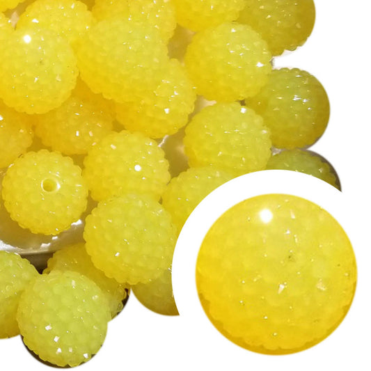 yellow jelly rhinestone 20mm bubblegum beads