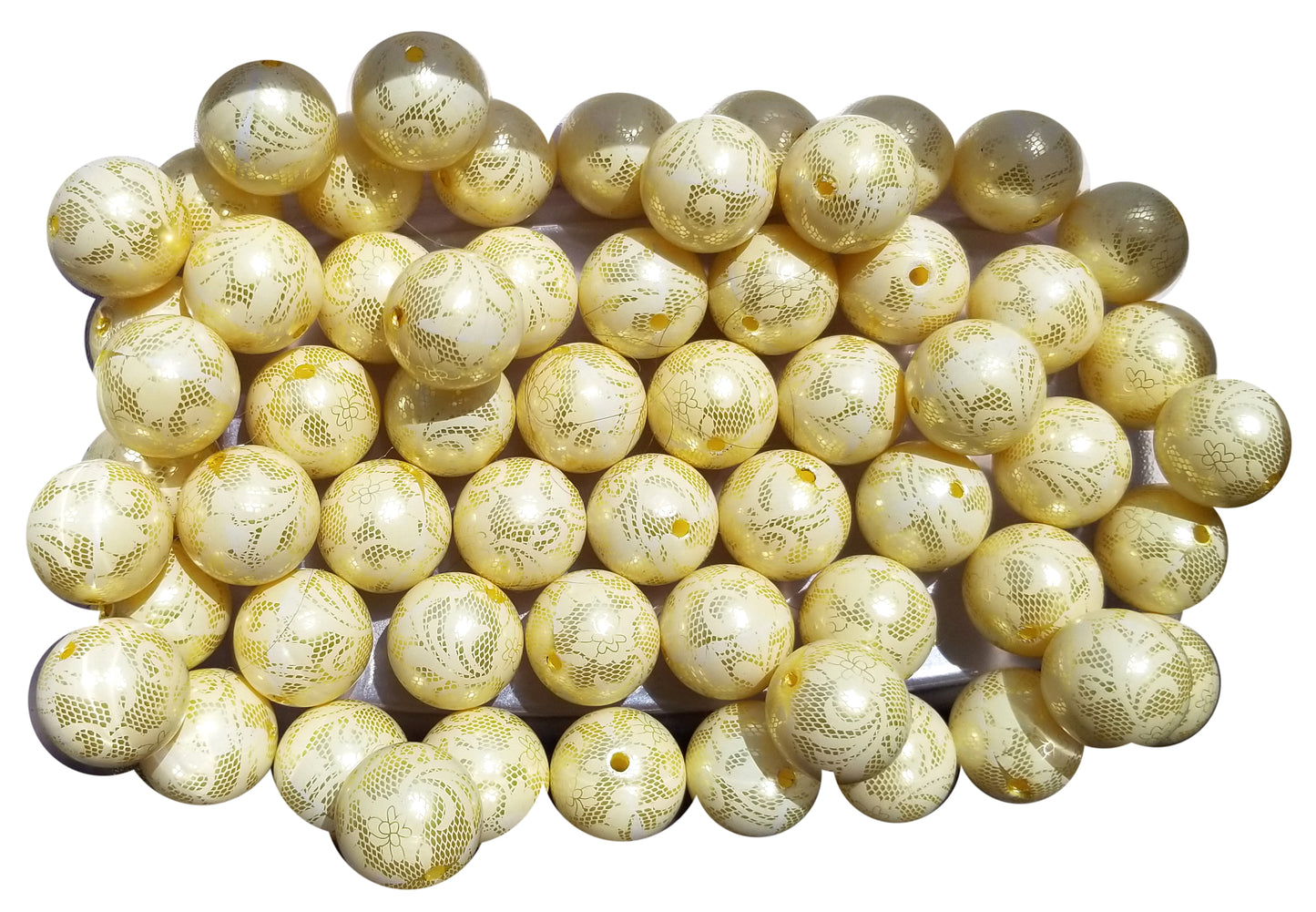 yellow pearl lace 20mm bubblegum beads