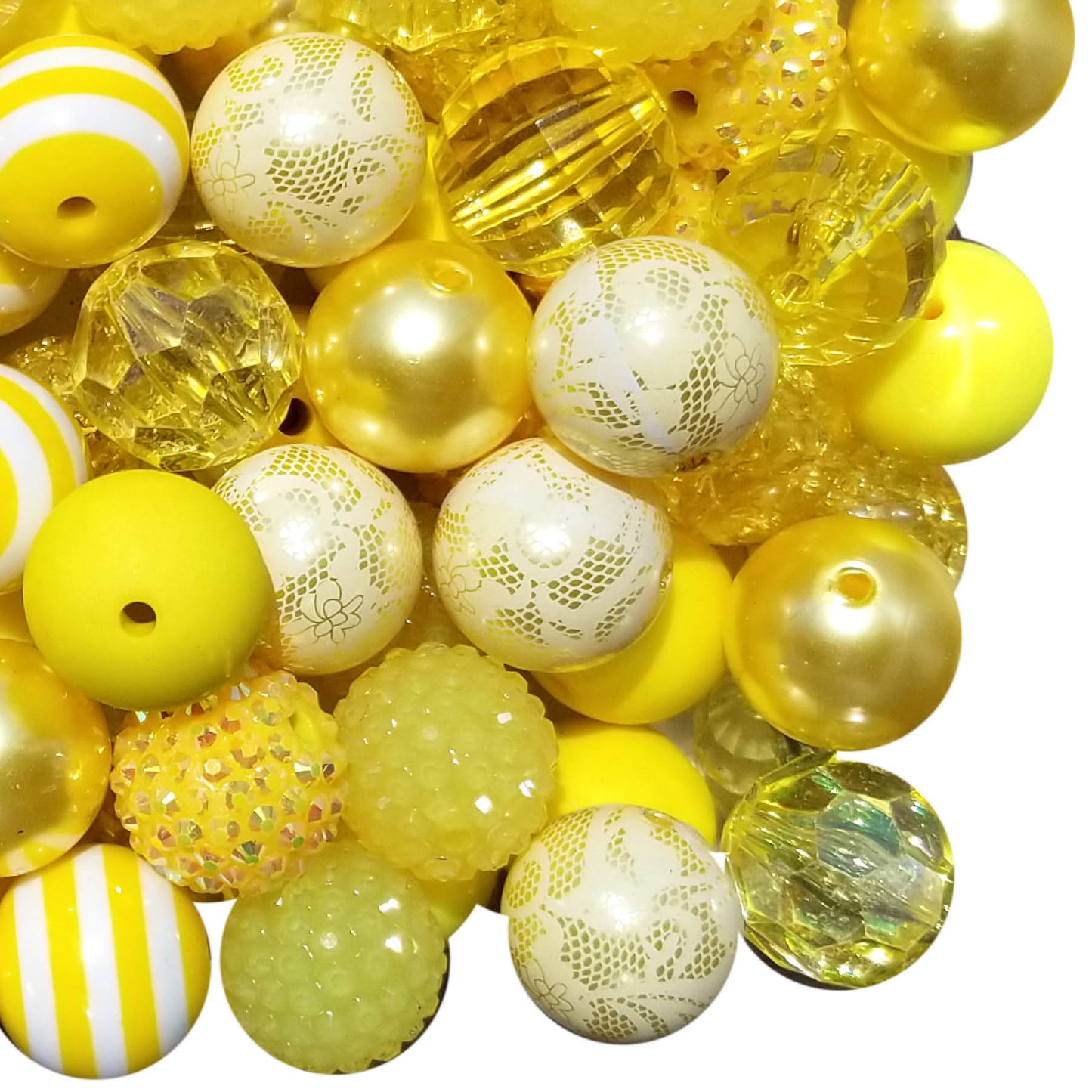 yellow mixed 20mm bubblegum beads