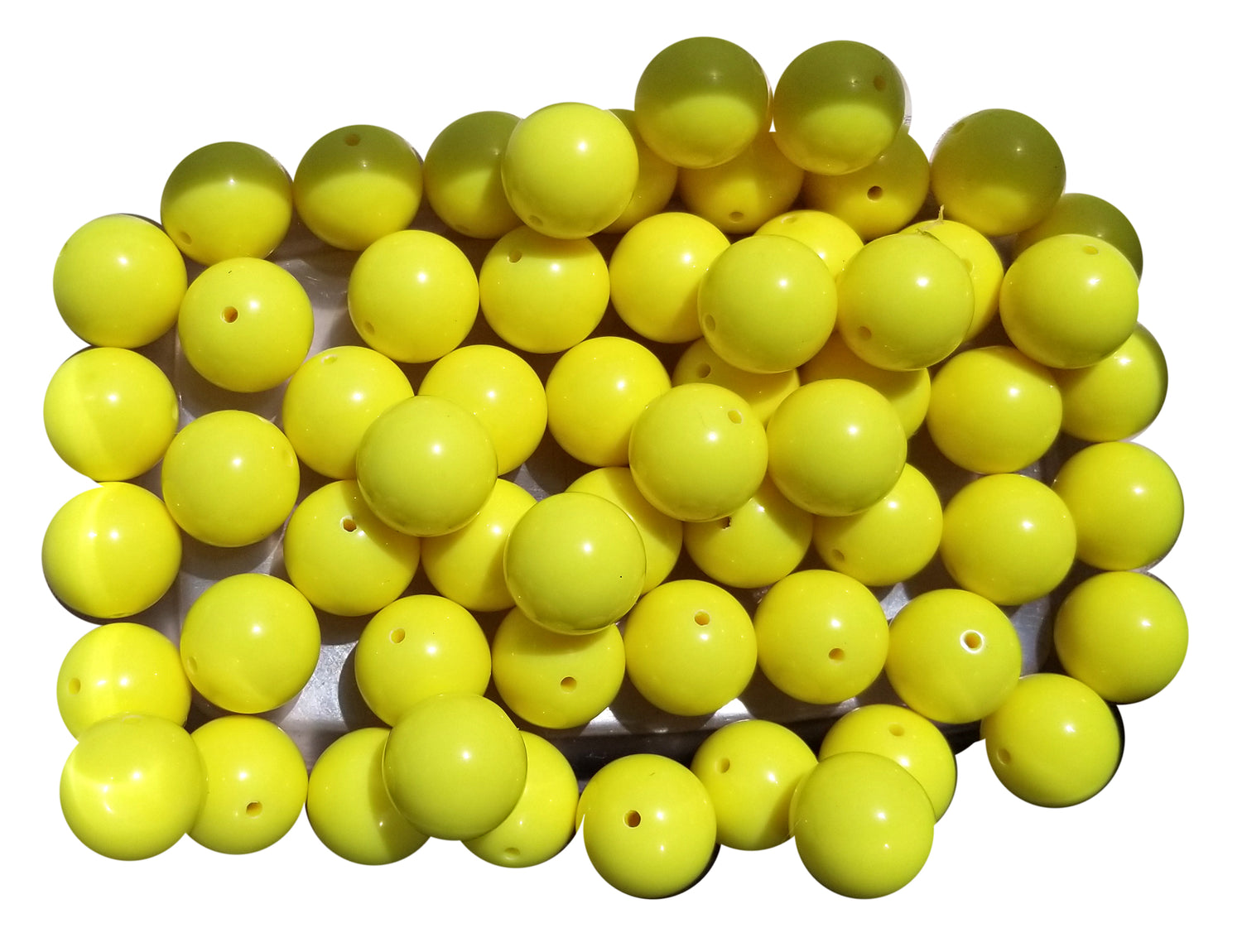 yellow plain 20mm bubblegum beads