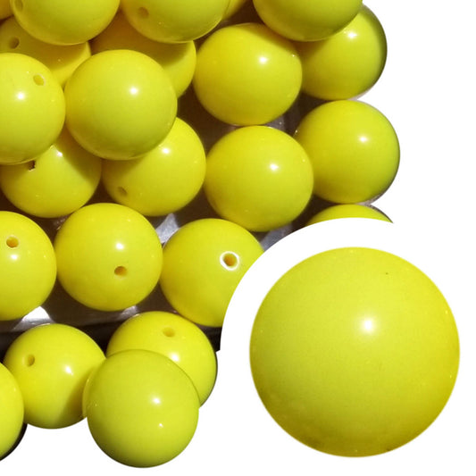 yellow plain 20mm bubblegum beads