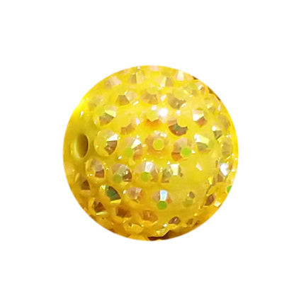 yellow rhinestone 20mm bubblegum beads