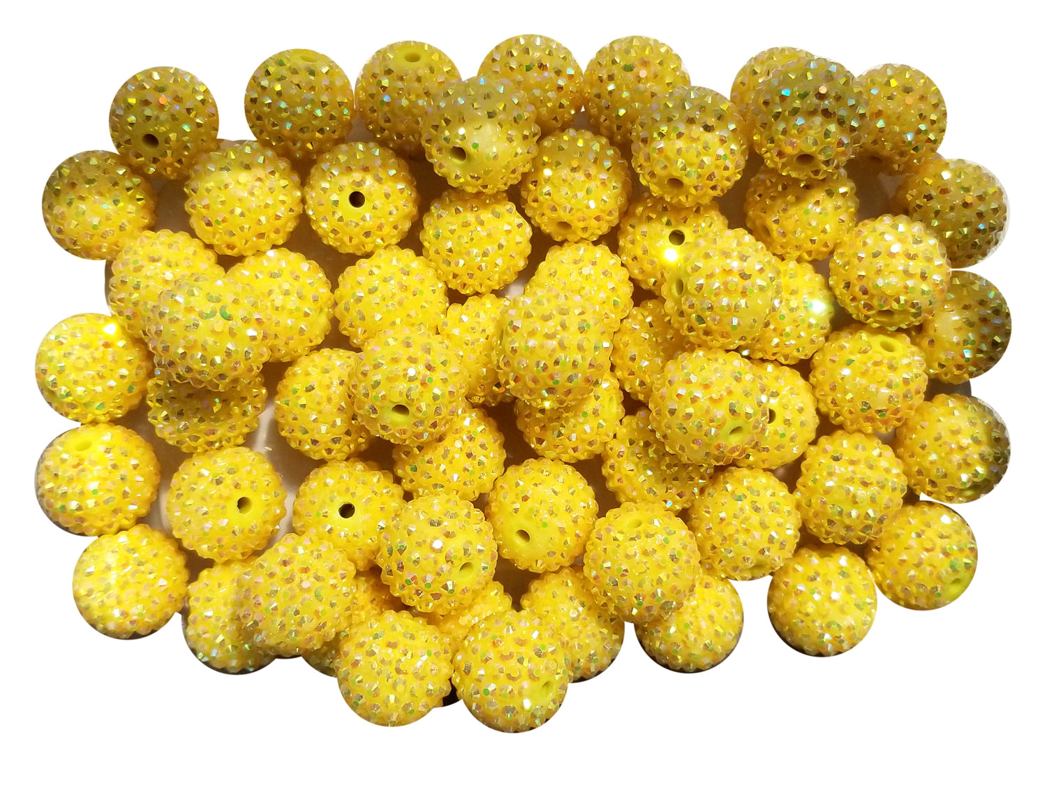 yellow rhinestone 20mm bubblegum beads