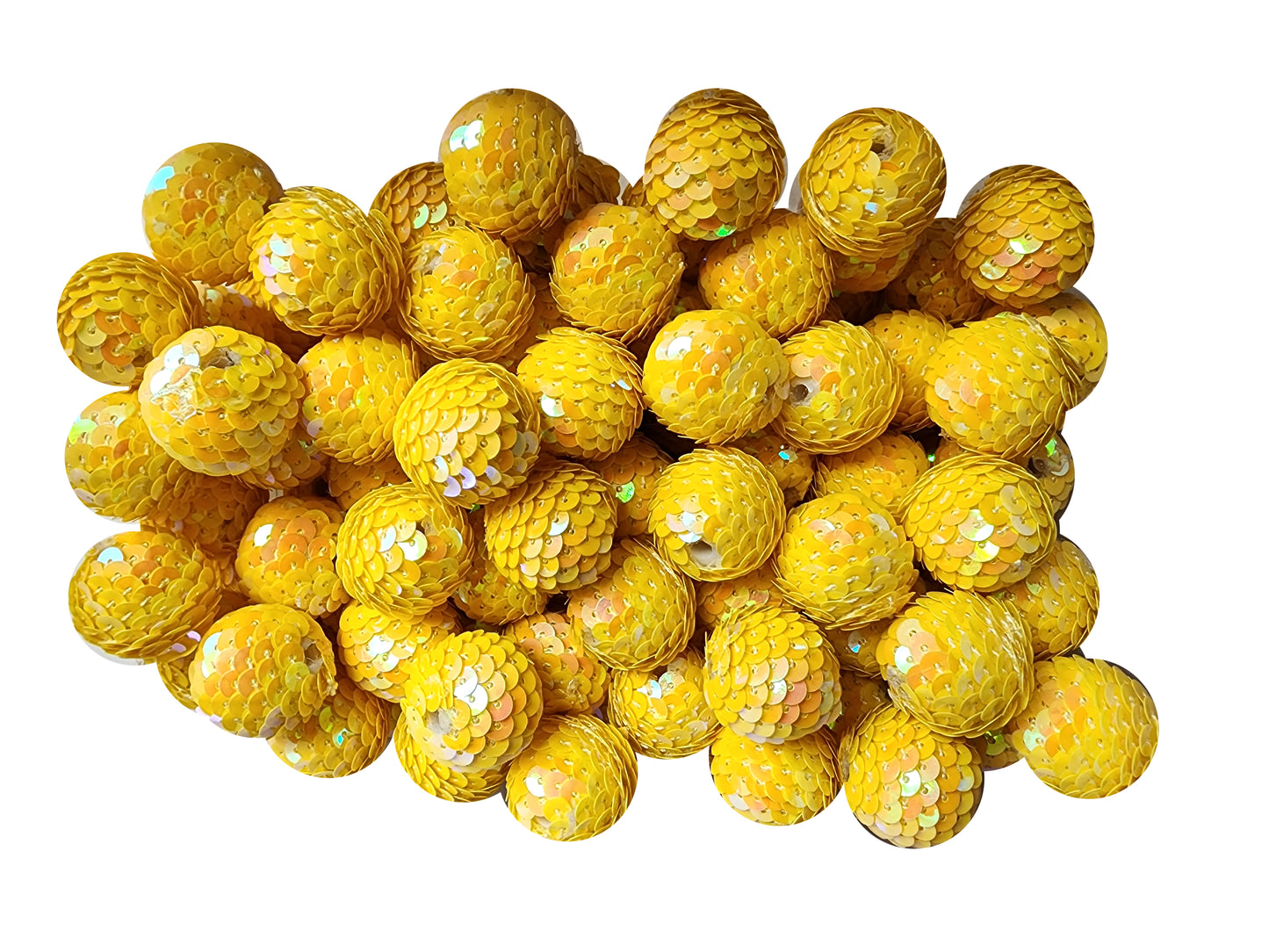 yellow sequin mermaid tail 22mm bubblegum beads