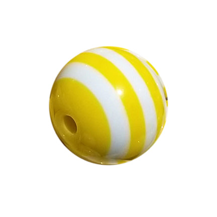 yellow striped 20mm bubblegum beads