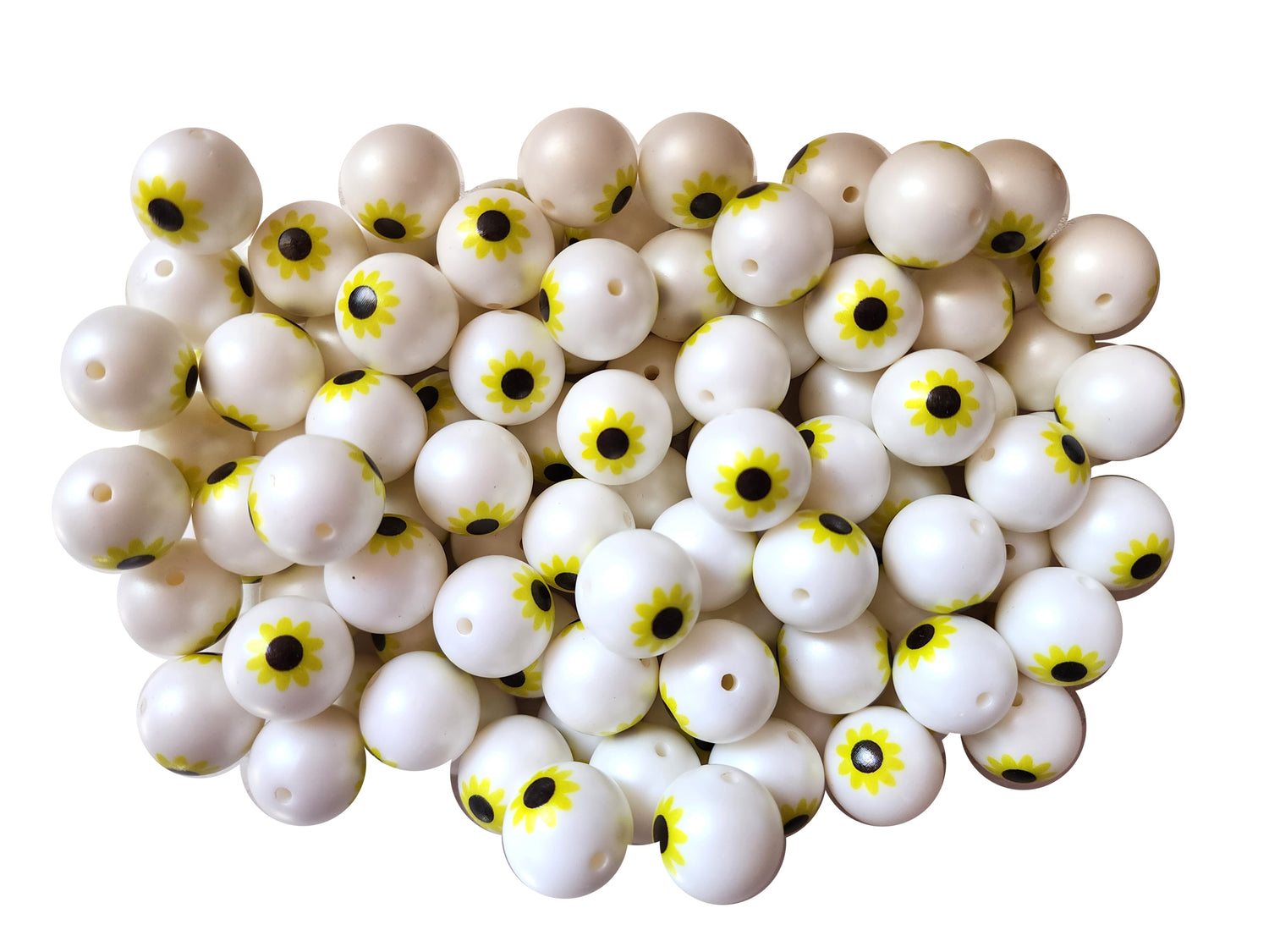 large sunflower 20mm printed bubblegum beads